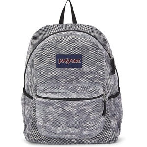 JanSport Eco Mesh Backpack, Red Tape, 17” x 12.5” x 6” – Large Semi-Transparent Bag for Adults with Laptop Sleeve, Padded Back Panel, Black(8 Bit Camo)
