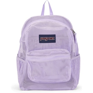 JanSport Eco Mesh Backpack, Red Tape, 17” x 12.5” x 6” – Large Semi-Transparent Bag for Adults with Laptop Sleeve, Padded Back Panel, Black(Pastel Lilac)