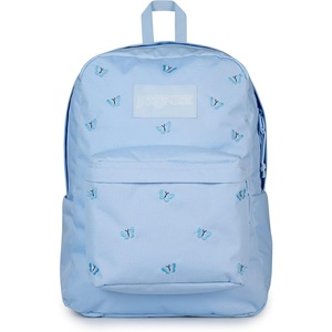 JanSport Superbreak Plus FX Backpack – Work, Travel, or Laptop Bag with Water Bottle Pocket – Oil Slick Black(Tiny Butterflies Hydrangea/Md Bl)
