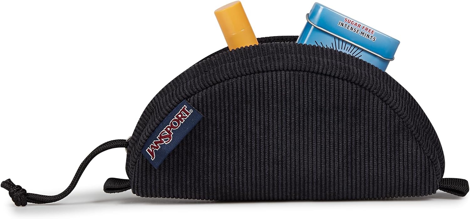 image:imageJanSport Luna Blue Compact Minimalist Semicircular PouchBlack Corduroy