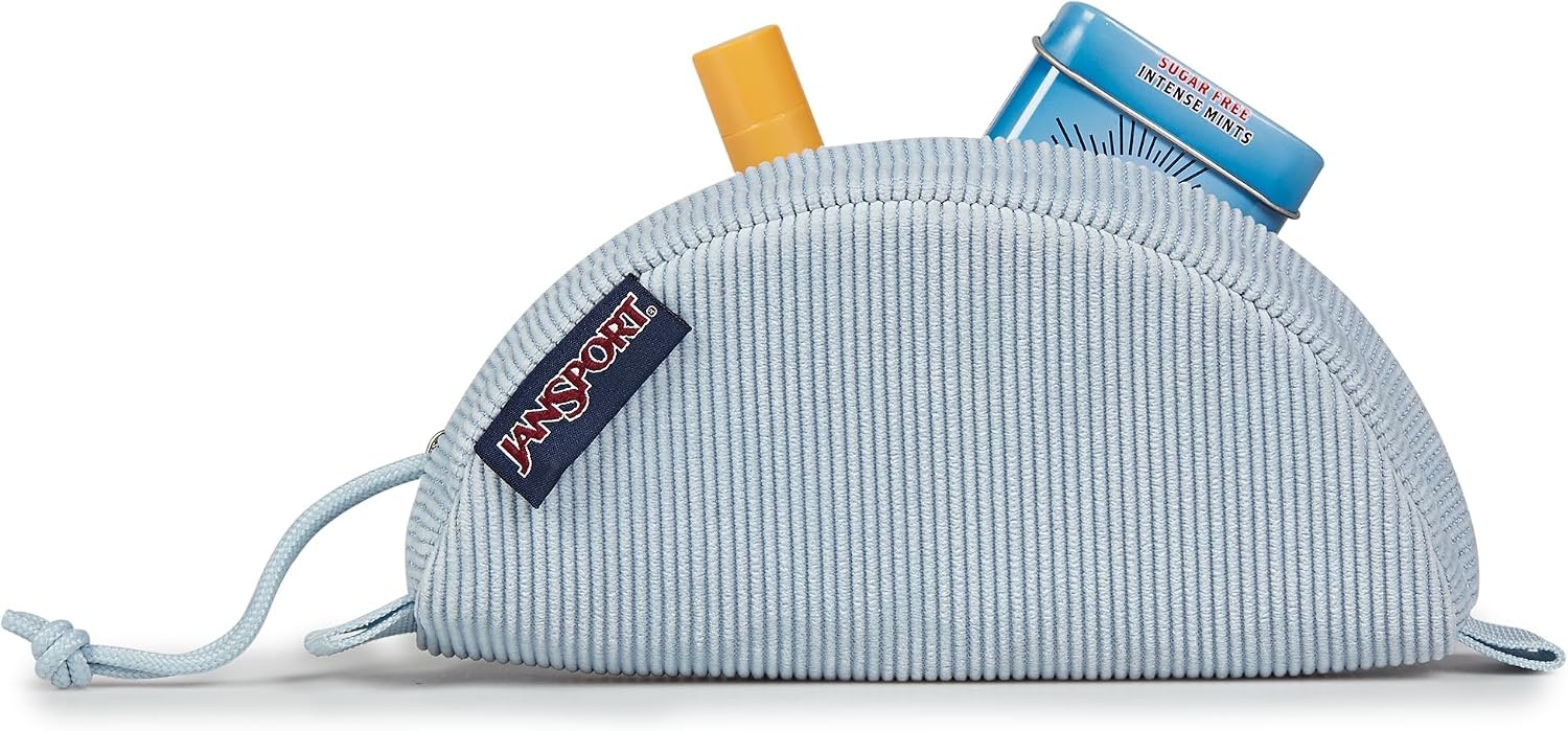 image:imageJanSport Luna Blue Compact Minimalist Semicircular PouchBlue Dusk Corduroy