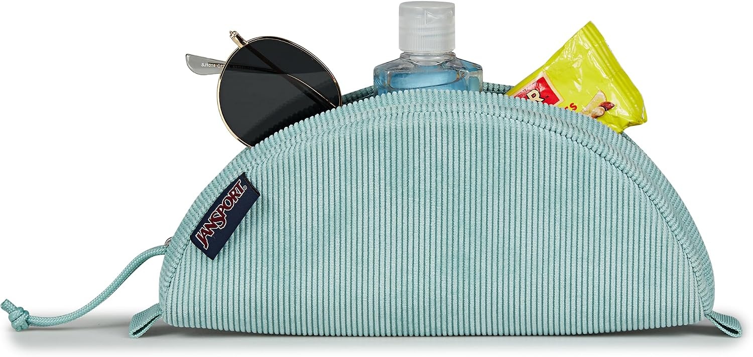 image:imageJanSport Luna Blue Compact Minimalist Semicircular PouchFaded Sage Corduroy