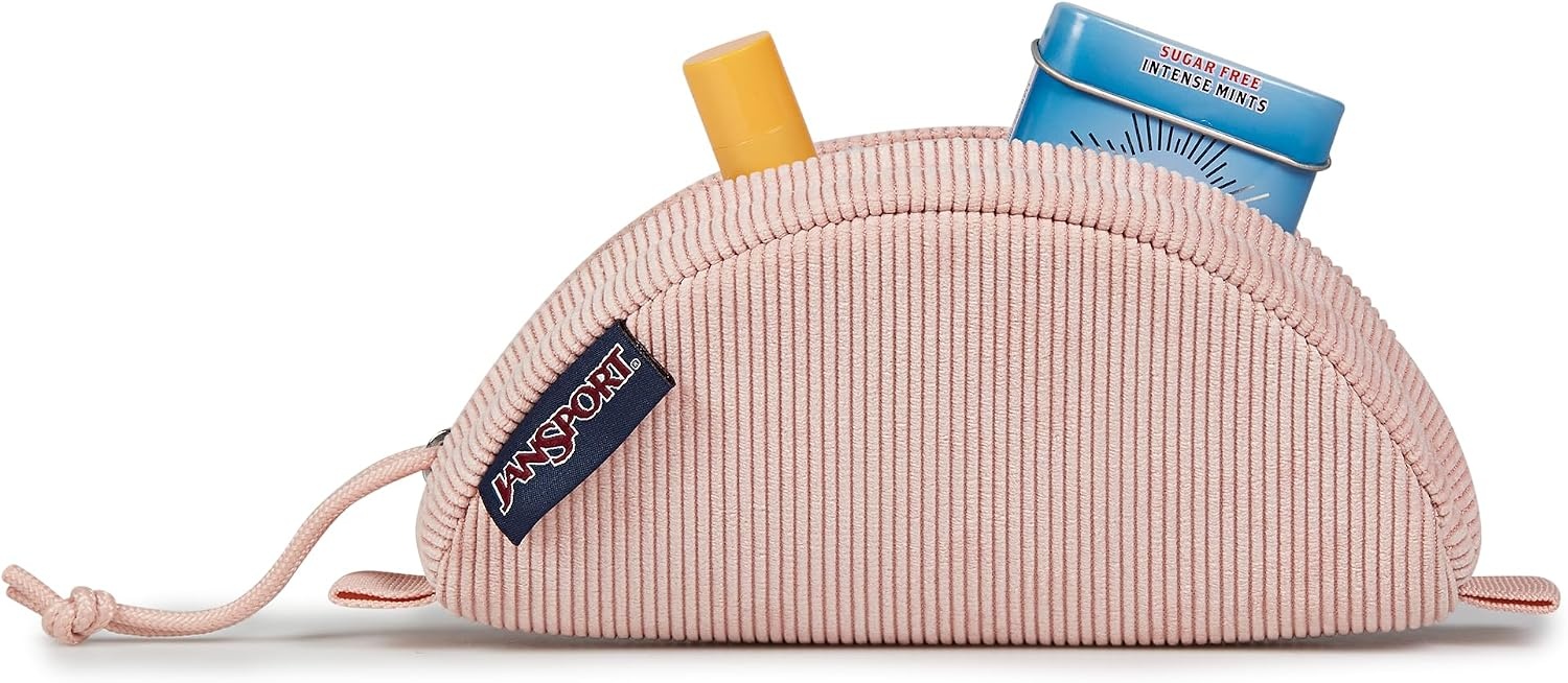 image:imageJanSport Luna Blue Compact Minimalist Semicircular PouchMisty Rose Corduroy