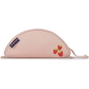 JanSport Luna Blue Compact Minimalist Semicircular Pouch(Strawberry Embroidery)