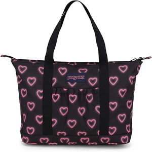 JanSport Daily Tote, Store You Essentials Over Shoulder Or By Your Side(Happy Hearts Black)