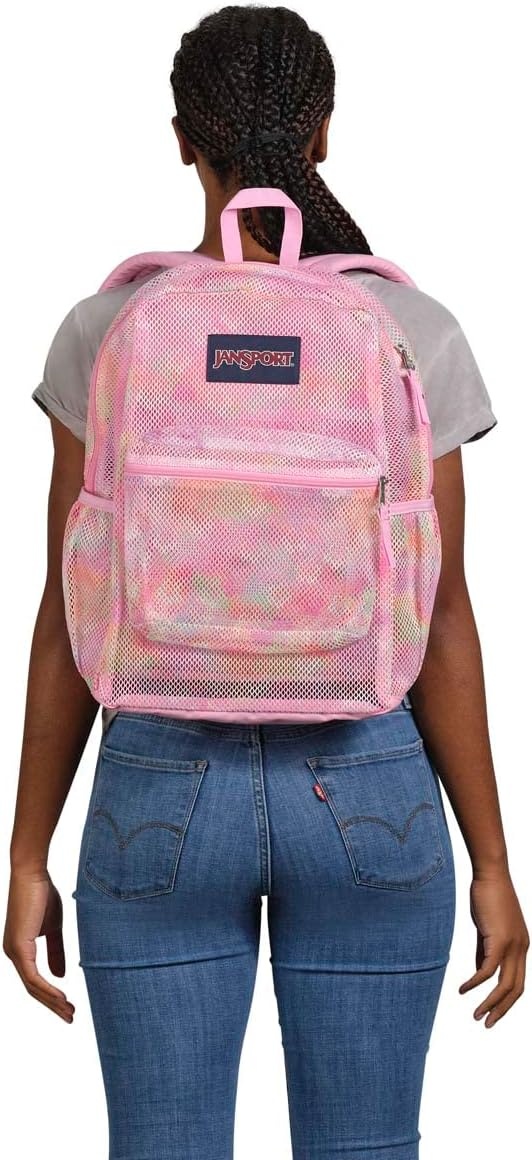 image:imageJanSport Eco Mesh Backpack Red Tape 17 x 125 x 6 Large SemiTransparent Bag for Adults with Laptop Sleeve Padded Back Panel Red TapeNeon Daisy