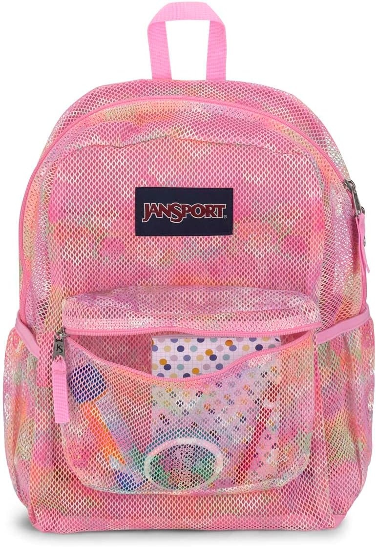 image:imageJanSport Eco Mesh Backpack Red Tape 17 x 125 x 6 Large SemiTransparent Bag for Adults with Laptop Sleeve Padded Back Panel Red TapeNeon Daisy