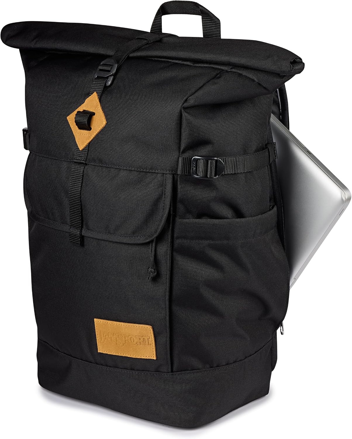 image:imageJanSport Hatchet Rolltop Backpack 17inch Padded Laptop Sleeve Spacious Main Compartment Dual Water Bottle Pockets Russet RedBlack