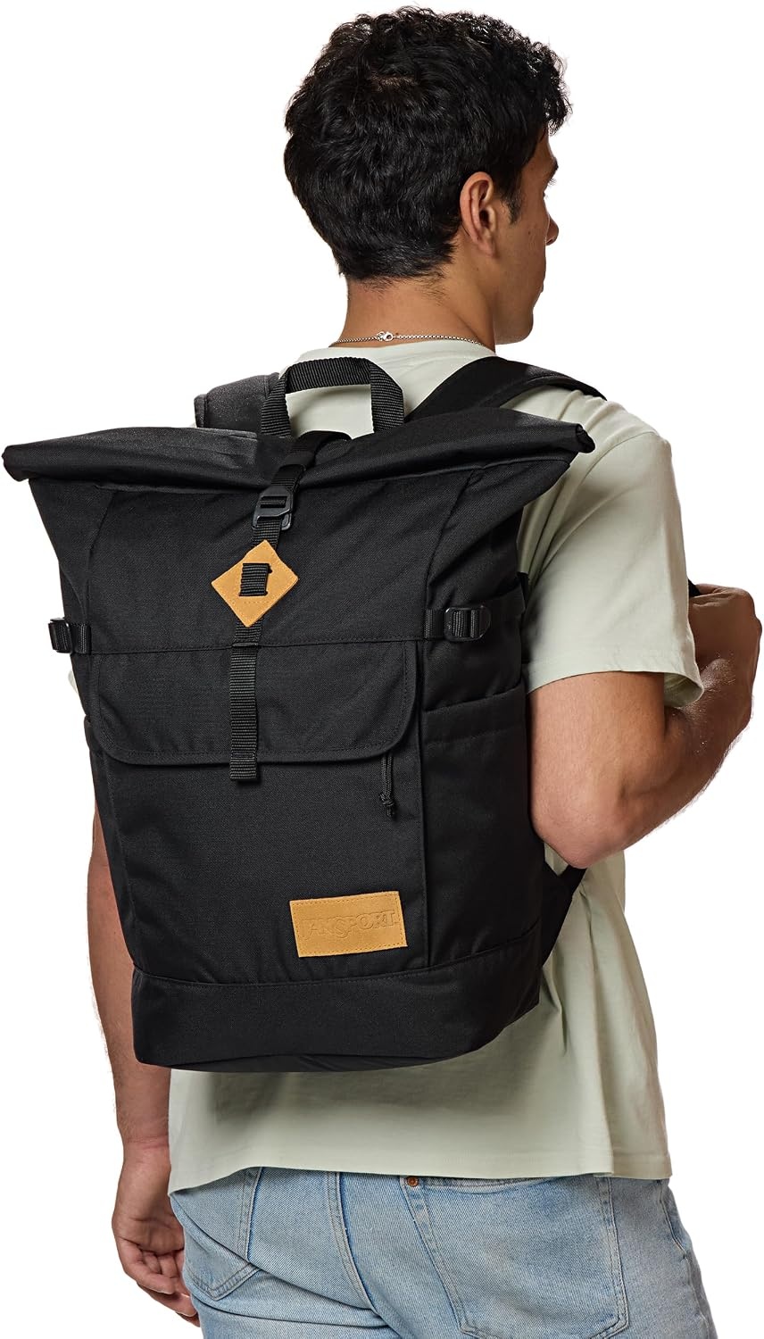 image:imageJanSport Hatchet Rolltop Backpack 17inch Padded Laptop Sleeve Spacious Main Compartment Dual Water Bottle Pockets Russet RedBlack