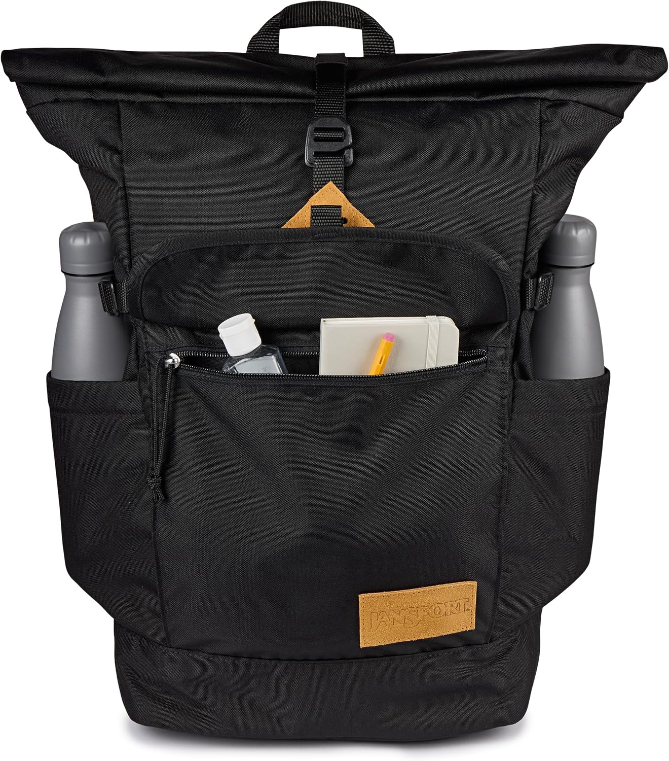 image:imageJanSport Hatchet Rolltop Backpack 17inch Padded Laptop Sleeve Spacious Main Compartment Dual Water Bottle Pockets Russet RedBlack