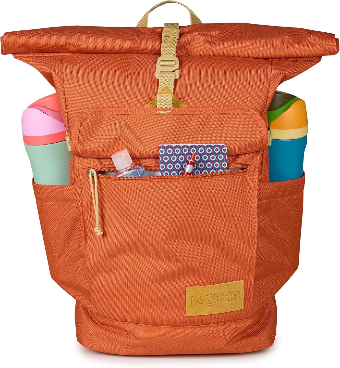 image:imageJanSport Hatchet Rolltop Backpack 17inch Padded Laptop Sleeve Spacious Main Compartment Dual Water Bottle Pockets Russet RedDune Red