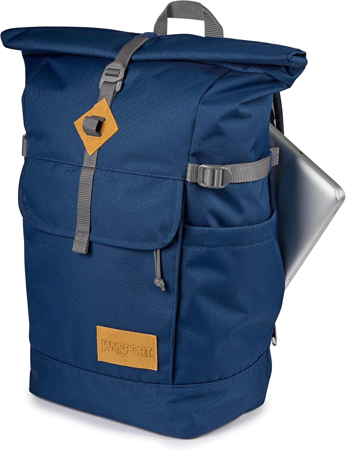 image:imageJanSport Hatchet Rolltop Backpack 17inch Padded Laptop Sleeve Spacious Main Compartment Dual Water Bottle Pockets Russet RedNavy