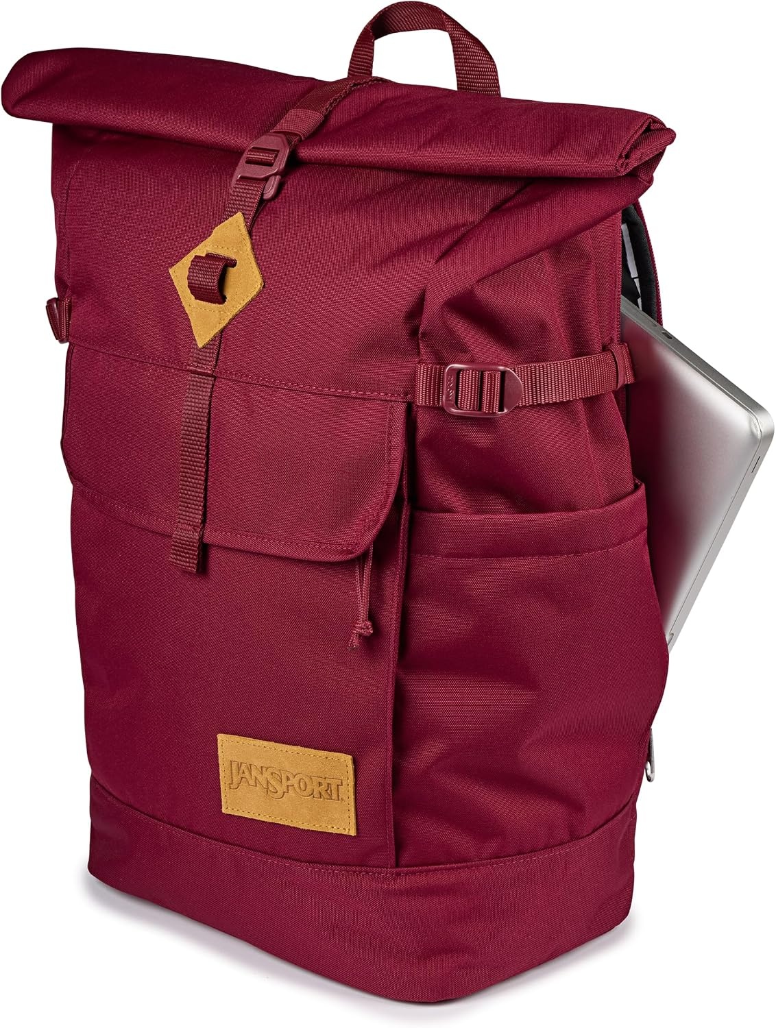 image:imageJanSport Hatchet Rolltop Backpack 17inch Padded Laptop Sleeve Spacious Main Compartment Dual Water Bottle Pockets Russet RedRusset Red
