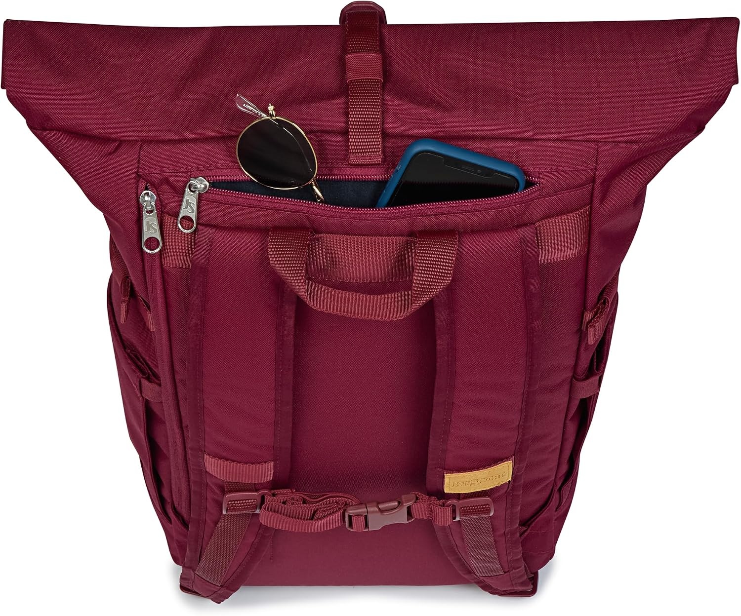 image:imageJanSport Hatchet Rolltop Backpack 17inch Padded Laptop Sleeve Spacious Main Compartment Dual Water Bottle Pockets Russet RedRusset Red