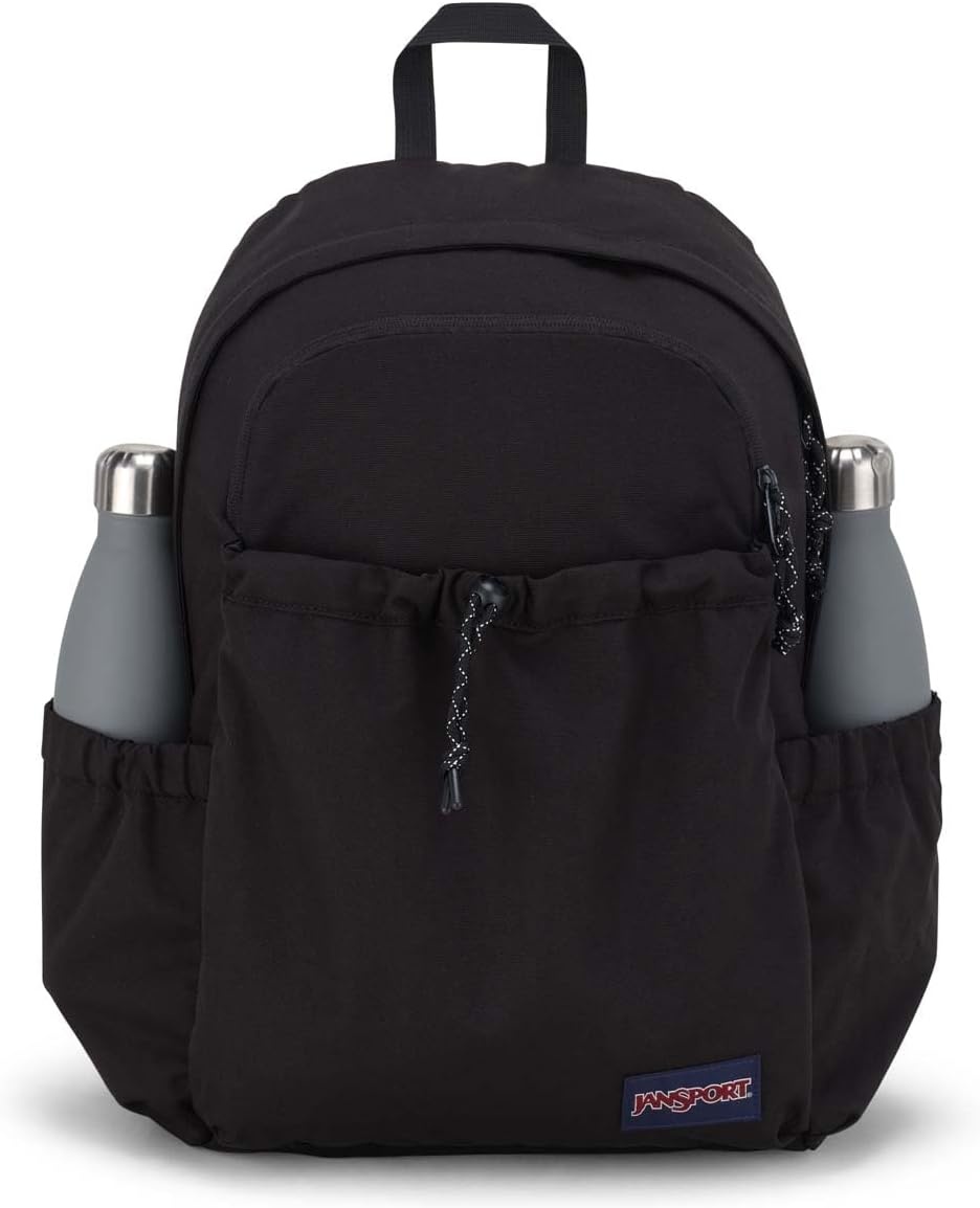 image:imageJanSport Lounge Pack Large Main Compartment Dual Water Bottle Pockets Front Drawcord Pocket Padded Laptop Sleeve BlackBlack