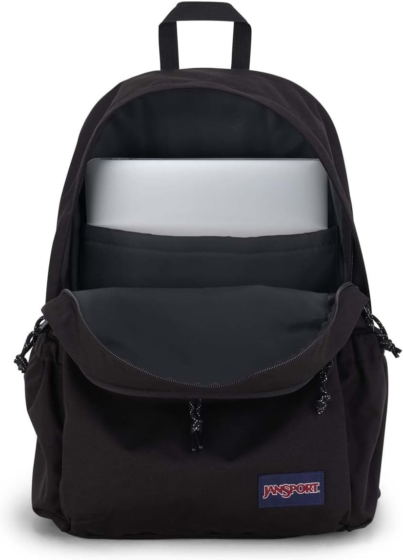 image:imageJanSport Lounge Pack Large Main Compartment Dual Water Bottle Pockets Front Drawcord Pocket Padded Laptop Sleeve BlackBlack