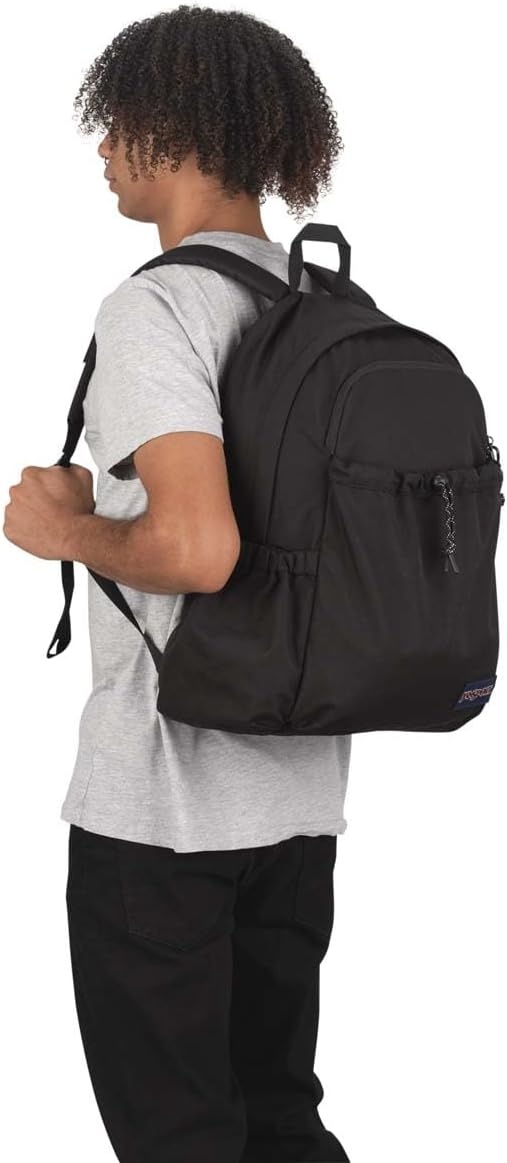image:imageJanSport Lounge Pack Large Main Compartment Dual Water Bottle Pockets Front Drawcord Pocket Padded Laptop Sleeve BlackBlack