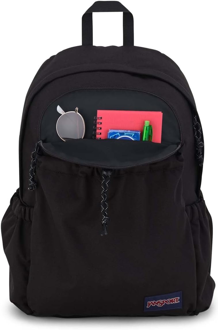 image:imageJanSport Lounge Pack Large Main Compartment Dual Water Bottle Pockets Front Drawcord Pocket Padded Laptop Sleeve BlackBlack