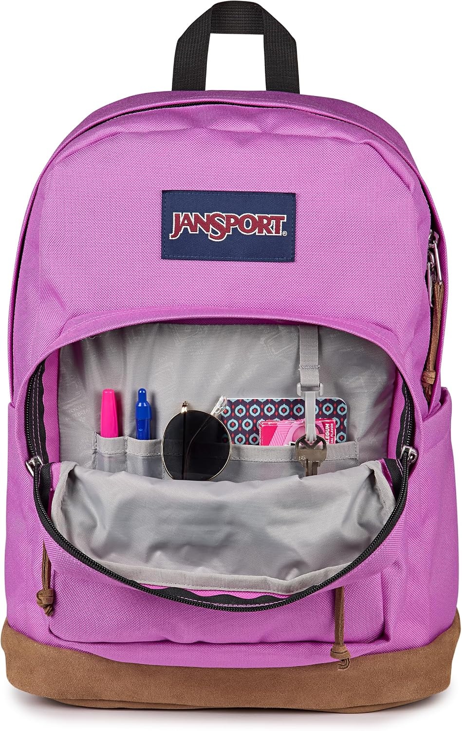 image:imageJanSport Right Pack Backpack Durable Daypack with Padded 15 Laptop Sleeve Spacious Main Compartment amp Integrated Water Bottle Pocket Pastel LilacDigital Fuchsia