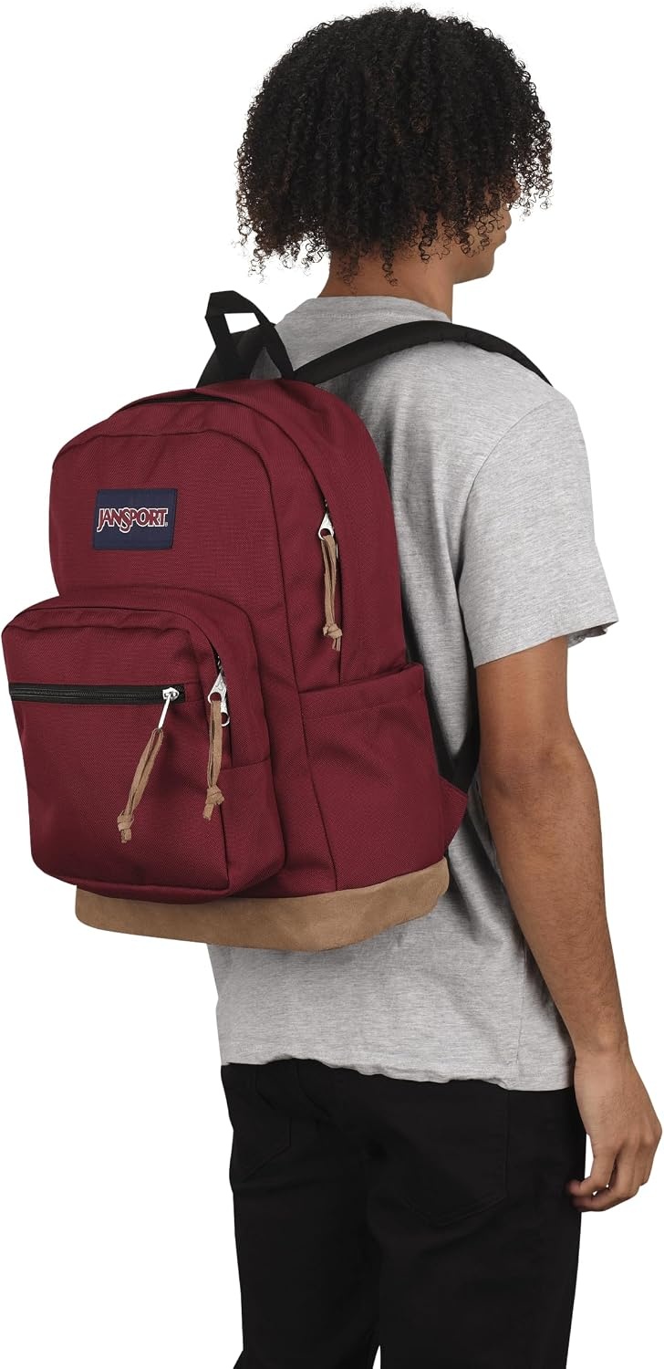 image:imageJanSport Right Pack Backpack Durable Daypack with Padded 15 Laptop Sleeve Spacious Main Compartment amp Integrated Water Bottle Pocket Pastel LilacRusset Red