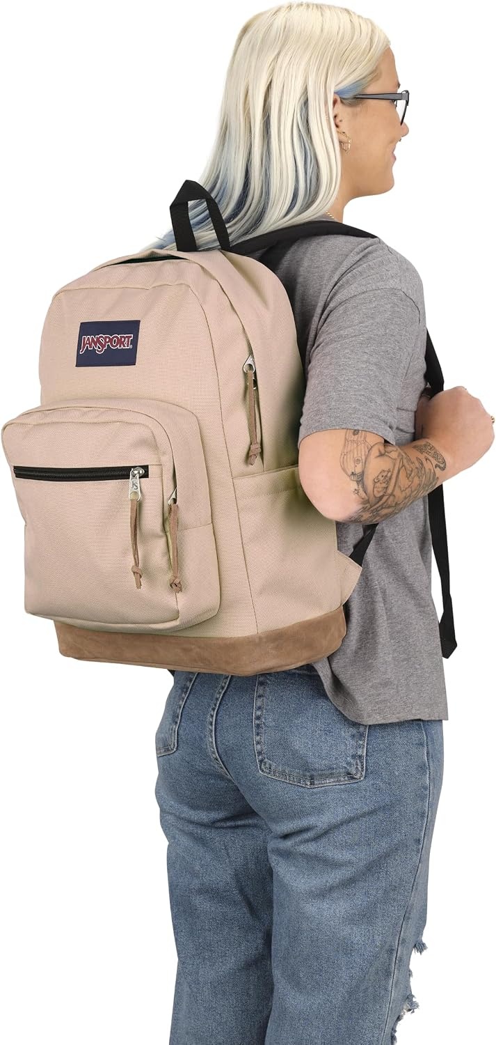 image:imageJanSport Right Pack Backpack Durable Daypack with Padded 15 Laptop Sleeve Spacious Main Compartment amp Integrated Water Bottle Pocket Pastel LilacTravertine