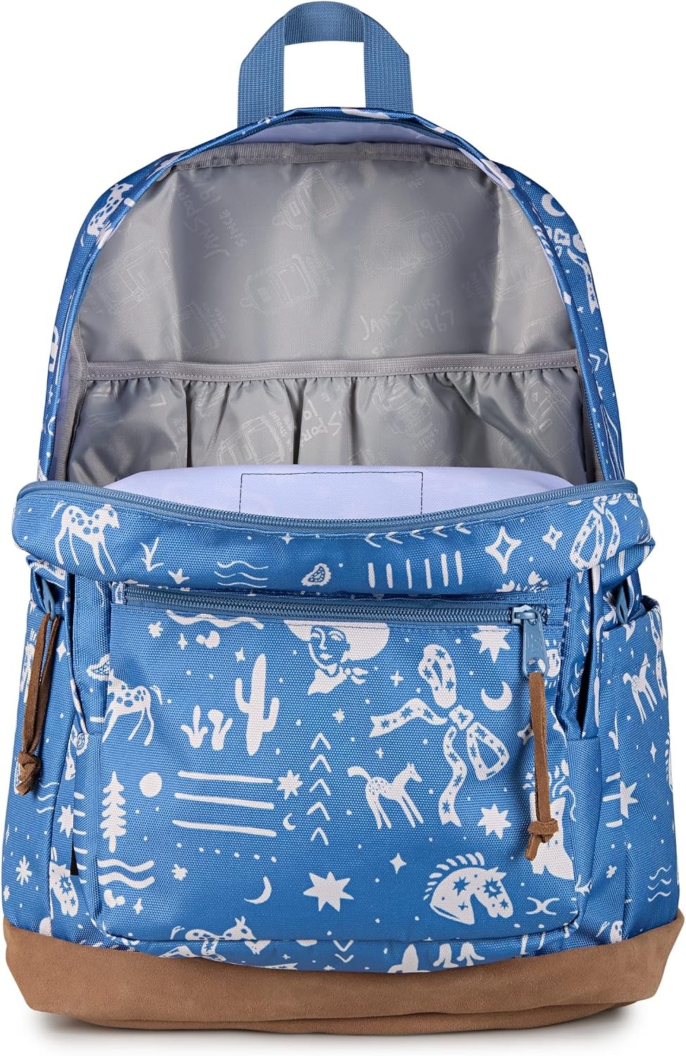 image:imageJanSport Right Pack Backpack Durable Daypack with Padded 15 Laptop Sleeve Spacious Main Compartment amp Integrated Water Bottle Pocket Pastel LilacYeehaw and Horses Elemental BlueCream