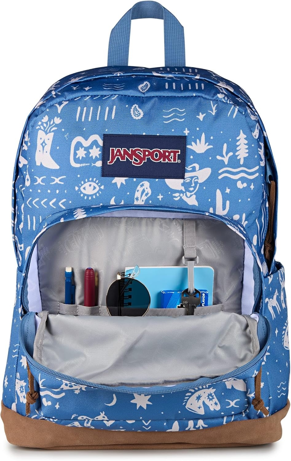 image:imageJanSport Right Pack Backpack Durable Daypack with Padded 15 Laptop Sleeve Spacious Main Compartment amp Integrated Water Bottle Pocket Pastel LilacYeehaw and Horses Elemental BlueCream