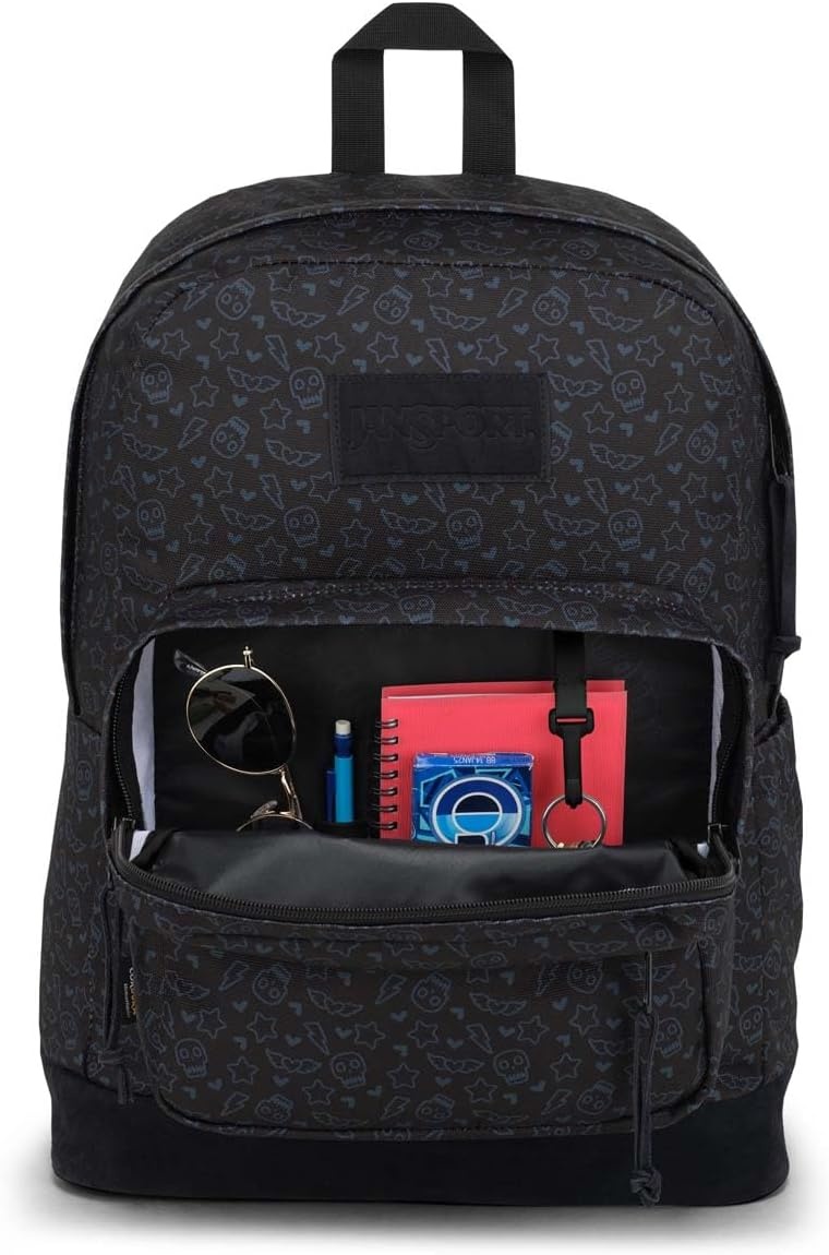 image:imageJanSport Right Pack Backpack Durable Daypack with Padded 15 Laptop Sleeve Spacious Main Compartment amp Integrated Water Bottle Pocket GraffitiedSubtle Skull
