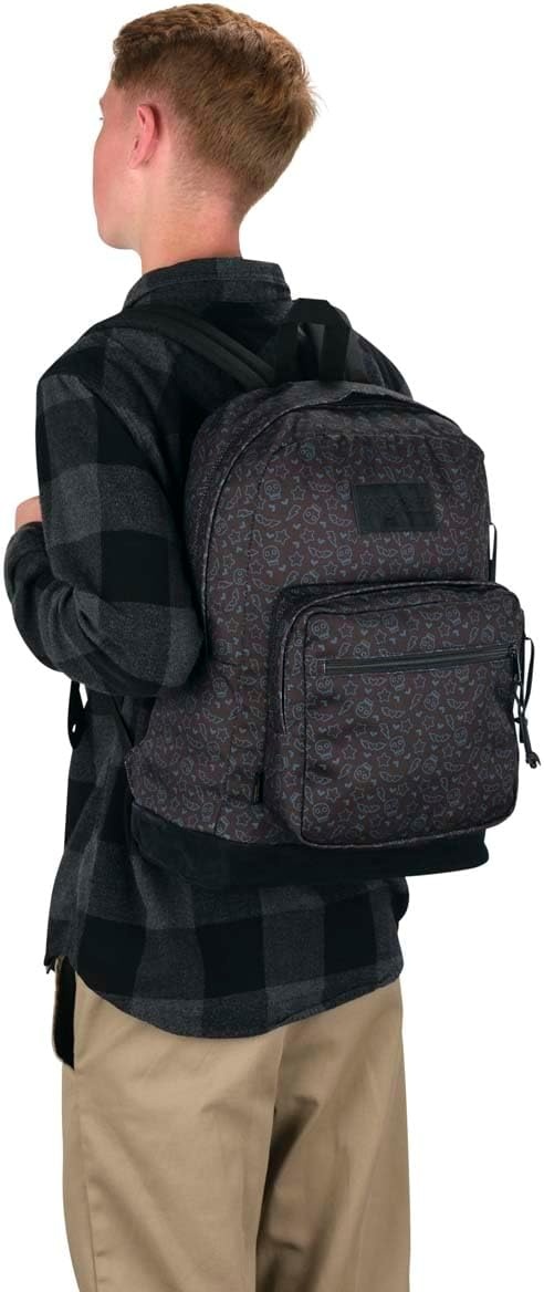 image:imageJanSport Right Pack Backpack Durable Daypack with Padded 15 Laptop Sleeve Spacious Main Compartment amp Integrated Water Bottle Pocket GraffitiedSubtle Skull