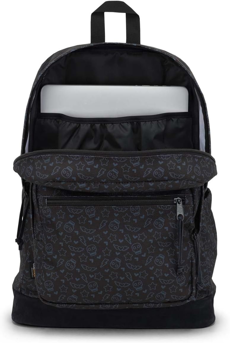 image:imageJanSport Right Pack Backpack Durable Daypack with Padded 15 Laptop Sleeve Spacious Main Compartment amp Integrated Water Bottle Pocket GraffitiedSubtle Skull