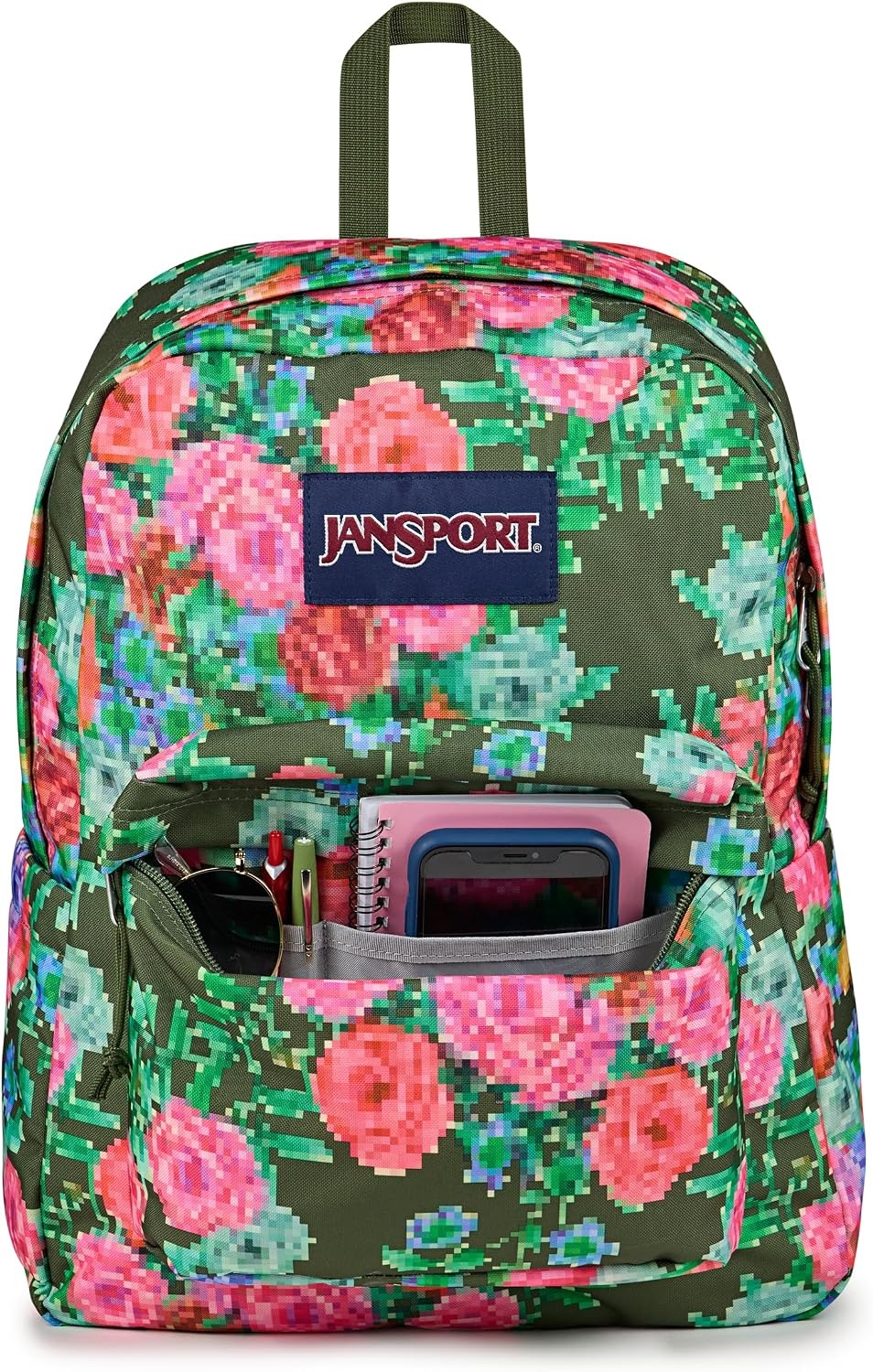 image:imageJanSport Superbreak Backpack Durable Lightweight Premium Backpack Bit Bouquet GreenBit Bouquet Green