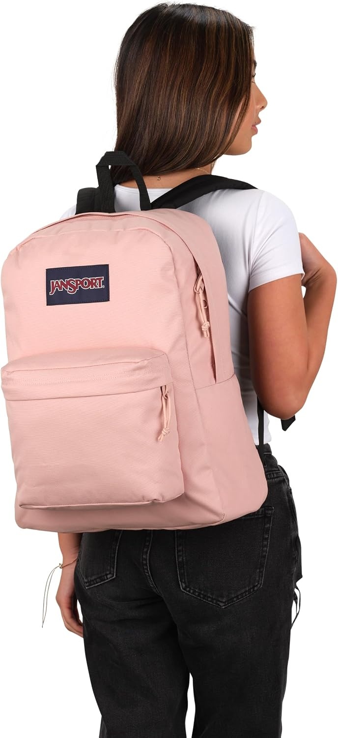 image:imageJanSport Superbreak Backpack Durable Lightweight Premium Backpack Bit Bouquet GreenMisty Rose