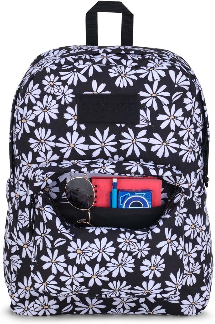image:imageJanSport Superbreak Backpack Durable Lightweight Premium Backpack Bit Bouquet GreenPunk Pansies Black