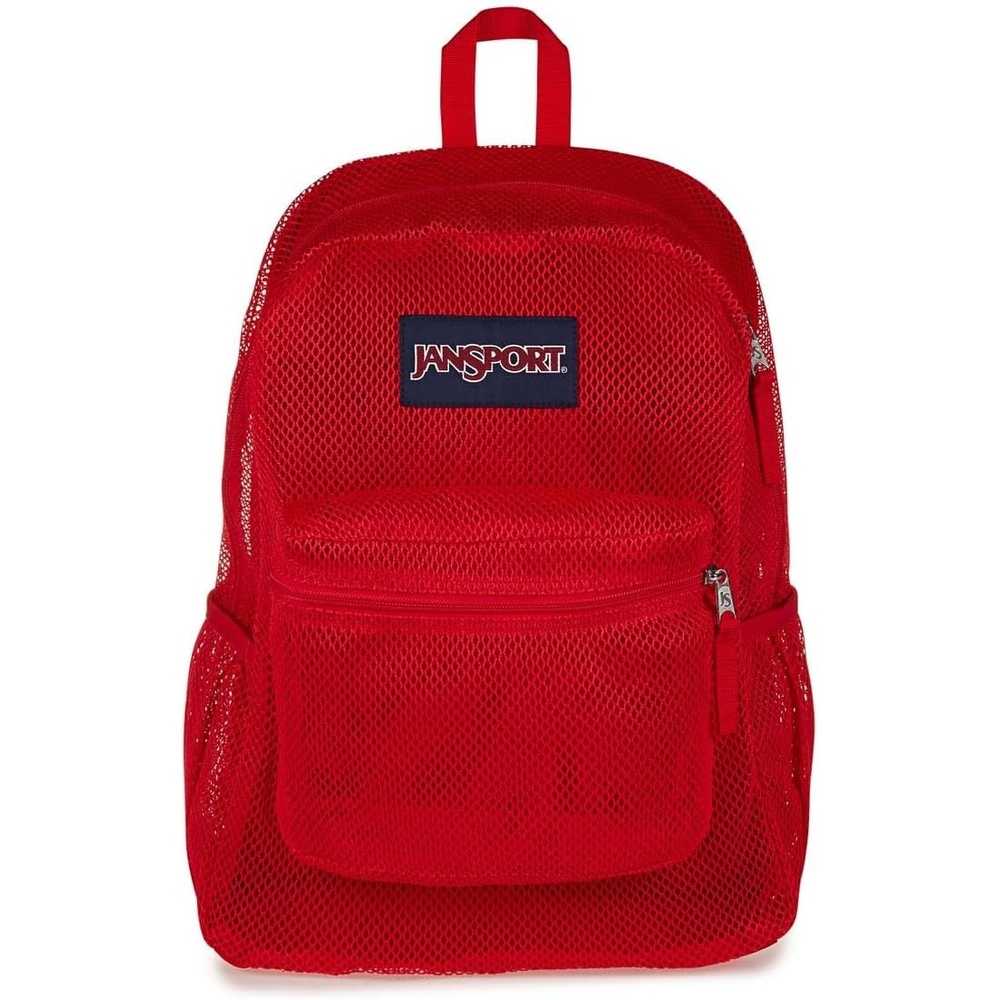 image:imageJanSport Eco Mesh Backpack Red Tape 17 x 125 x 6 Large SemiTransparent Bag for Adults with Laptop Sleeve Padded Back Panel Red TapeRed Tape
