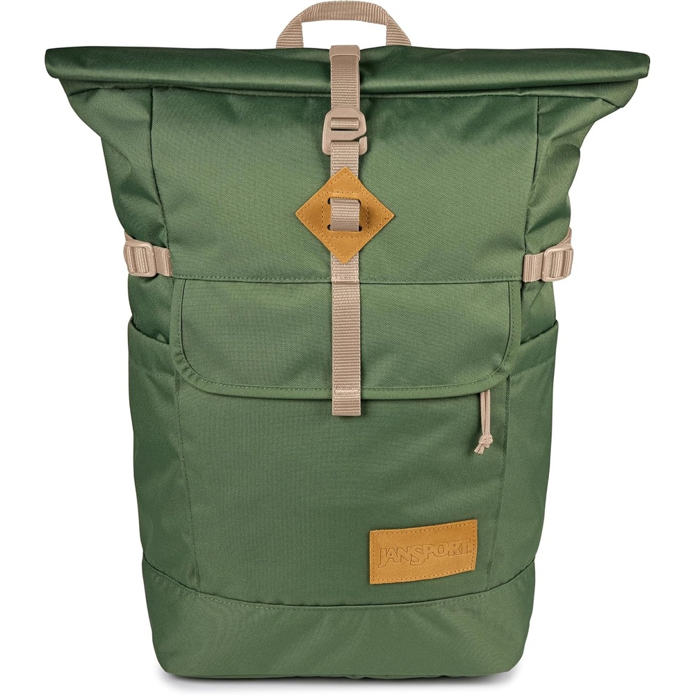 image:imageJanSport Hatchet Rolltop Backpack 17inch Padded Laptop Sleeve Spacious Main Compartment Dual Water Bottle Pockets Russet RedCargo Green
