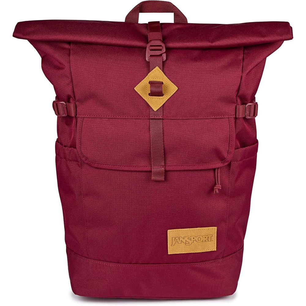image:imageJanSport Hatchet Rolltop Backpack 17inch Padded Laptop Sleeve Spacious Main Compartment Dual Water Bottle Pockets Russet RedRusset Red