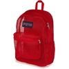 JanSport Eco Mesh Backpack, Red Tape, 17” x 12.5” x 6” – Large Semi-Transparent Bag for Adults with Laptop Sleeve, Padded Back Panel, Red Tape(Red Tape)