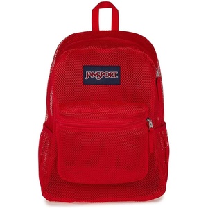 JanSport Eco Mesh Backpack, Red Tape, 17” x 12.5” x 6” – Large Semi-Transparent Bag for Adults with Laptop Sleeve, Padded Back Panel, Red Tape(Red Tape)