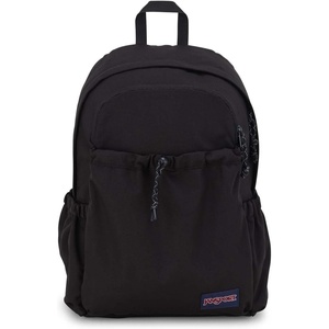 JanSport Lounge Pack – Large Main Compartment, Dual Water Bottle Pockets, Front Drawcord Pocket, Padded Laptop Sleeve, Black(Black)