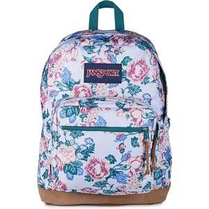 JanSport Right Pack Backpack – Durable Daypack with Padded 15″ Laptop Sleeve, Spacious Main Compartment & Integrated Water Bottle Pocket – Pastel Lilac(Rustic Roses Moon Flower/Blu/Pnk/Grn)
