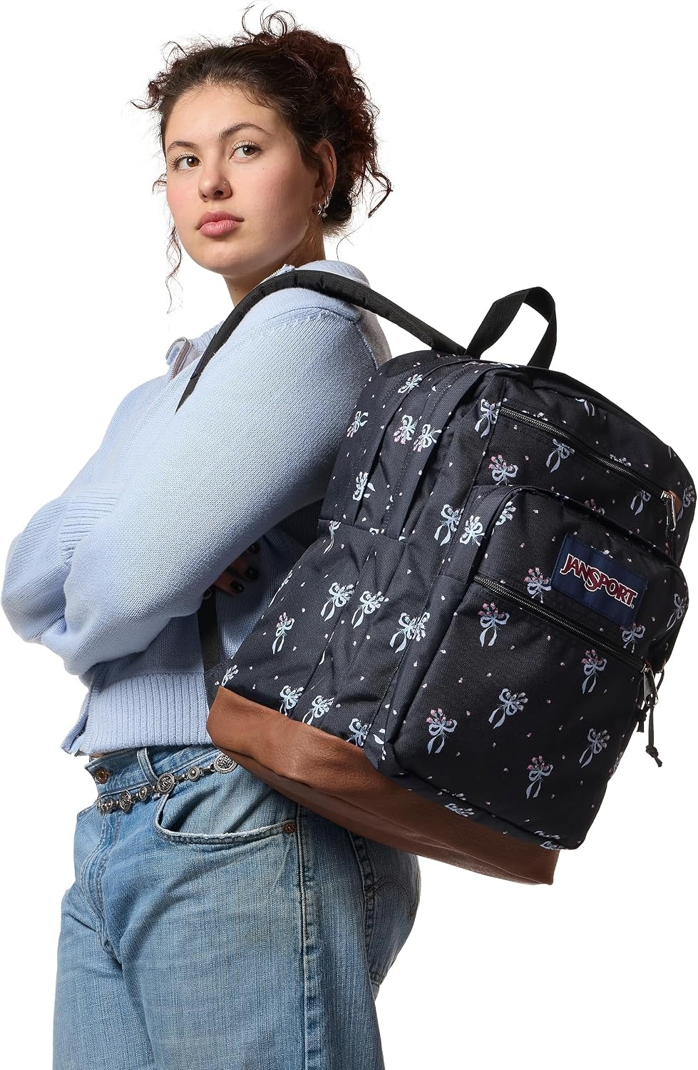 image:imageJanSport Cool Backpack with 15inch Laptop Sleeve Large Computer Bag Rucksack with 2 Compartments Ergonomic Straps Army Green Letterman PolyPastel Petals Black