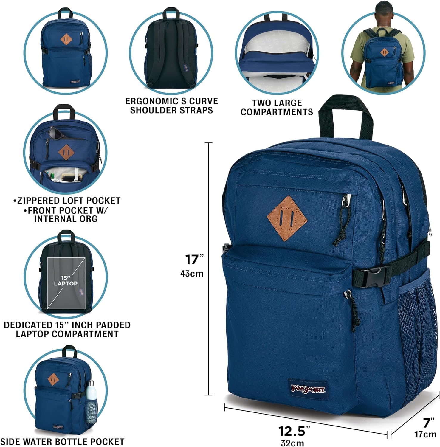 image:imageJanSport Main Campus Backpack Travel or Work Backpack with 15Inch Laptop Sleeve and Dual Water Bottle Pockets Lavender AshEyeball Blossom
