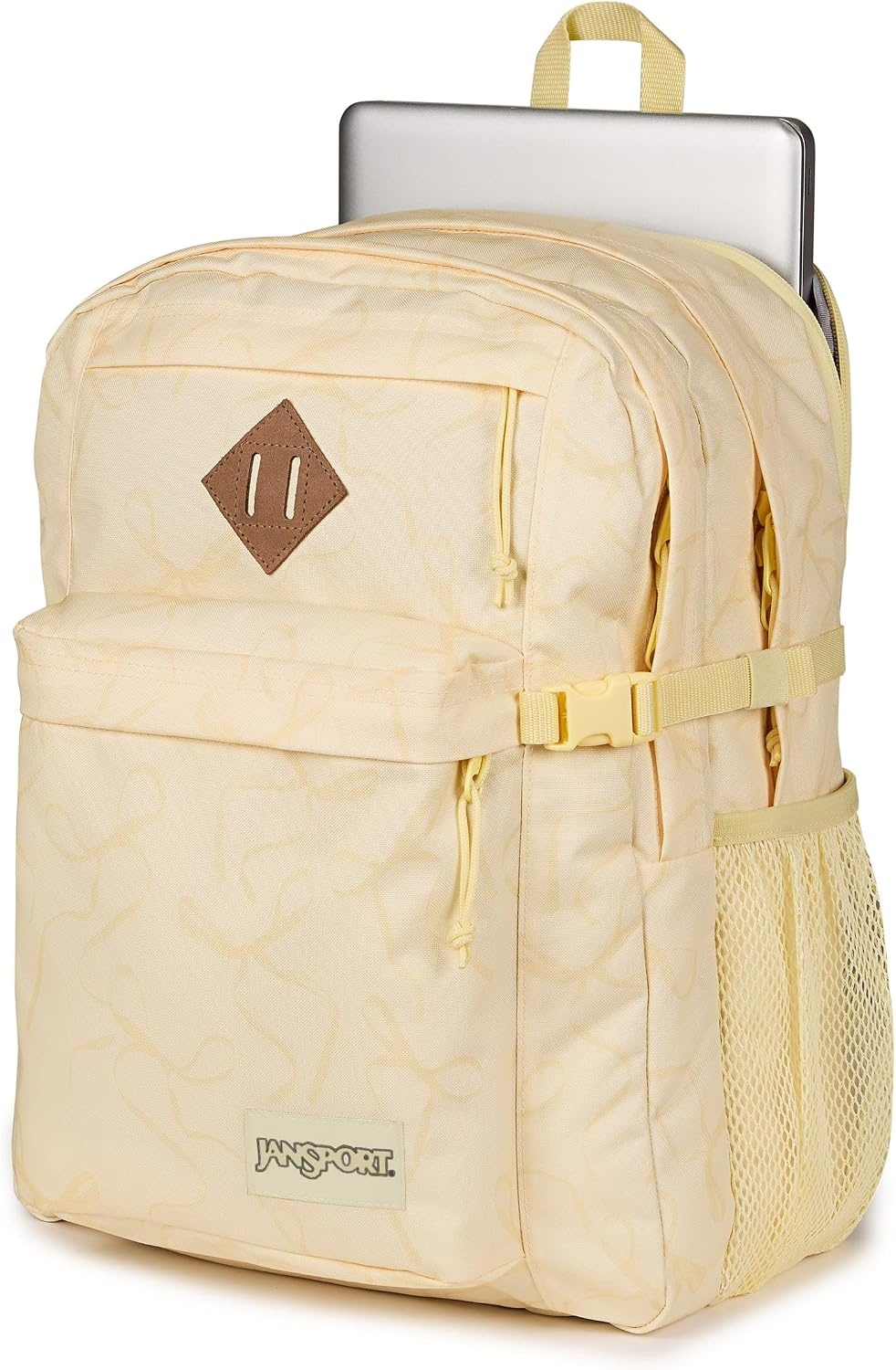 image:imageJanSport Main Campus Backpack Travel or Work Backpack with 15Inch Laptop Sleeve and Dual Water Bottle Pockets Lavender AshRows of Bows NaturalLemon Ice