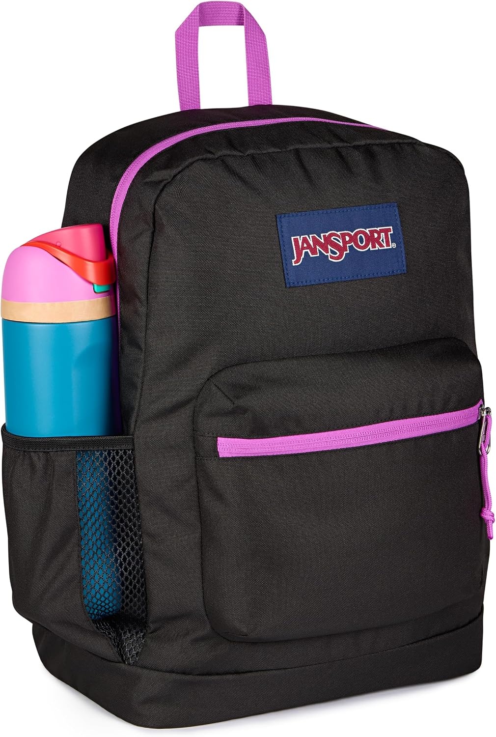 image:imageJanSport 26L Cross Town Plus Backpack Flutter By GreyColor Blocked BlackDigital FuchsiaD