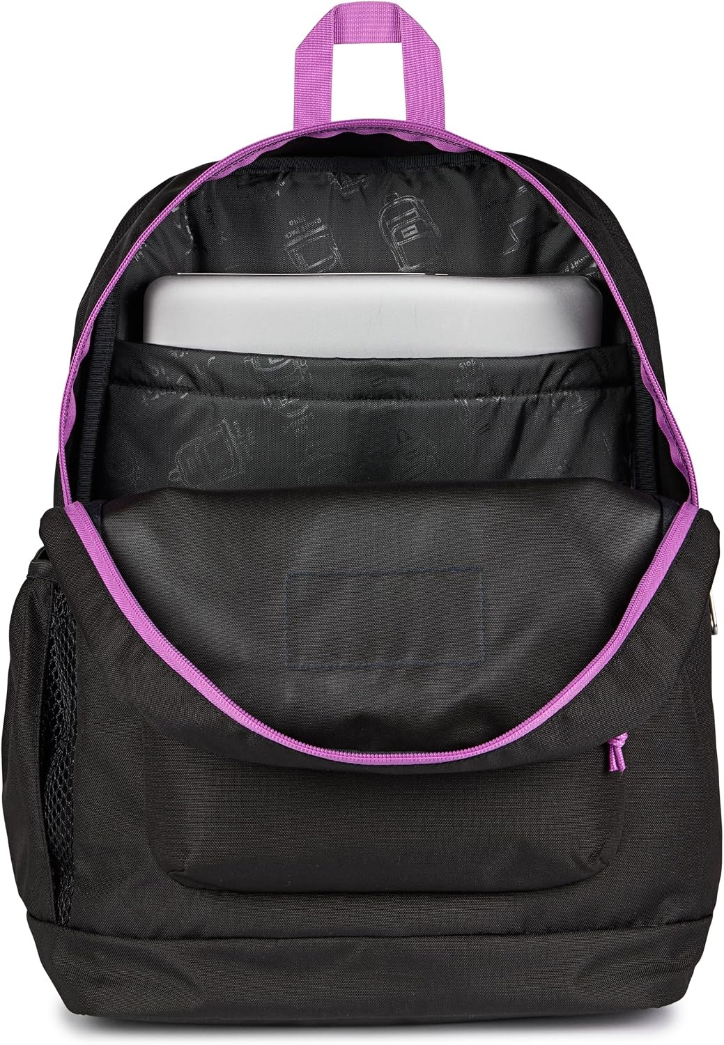 image:imageJanSport 26L Cross Town Plus Backpack Flutter By GreyColor Blocked BlackDigital FuchsiaD
