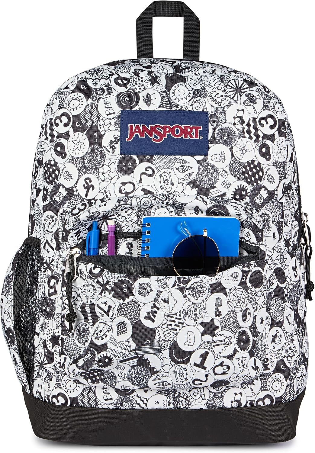 image:imageJanSport 26L Cross Town Plus Backpack Flutter By GreyDoodle Dots BlackWhiteGrey