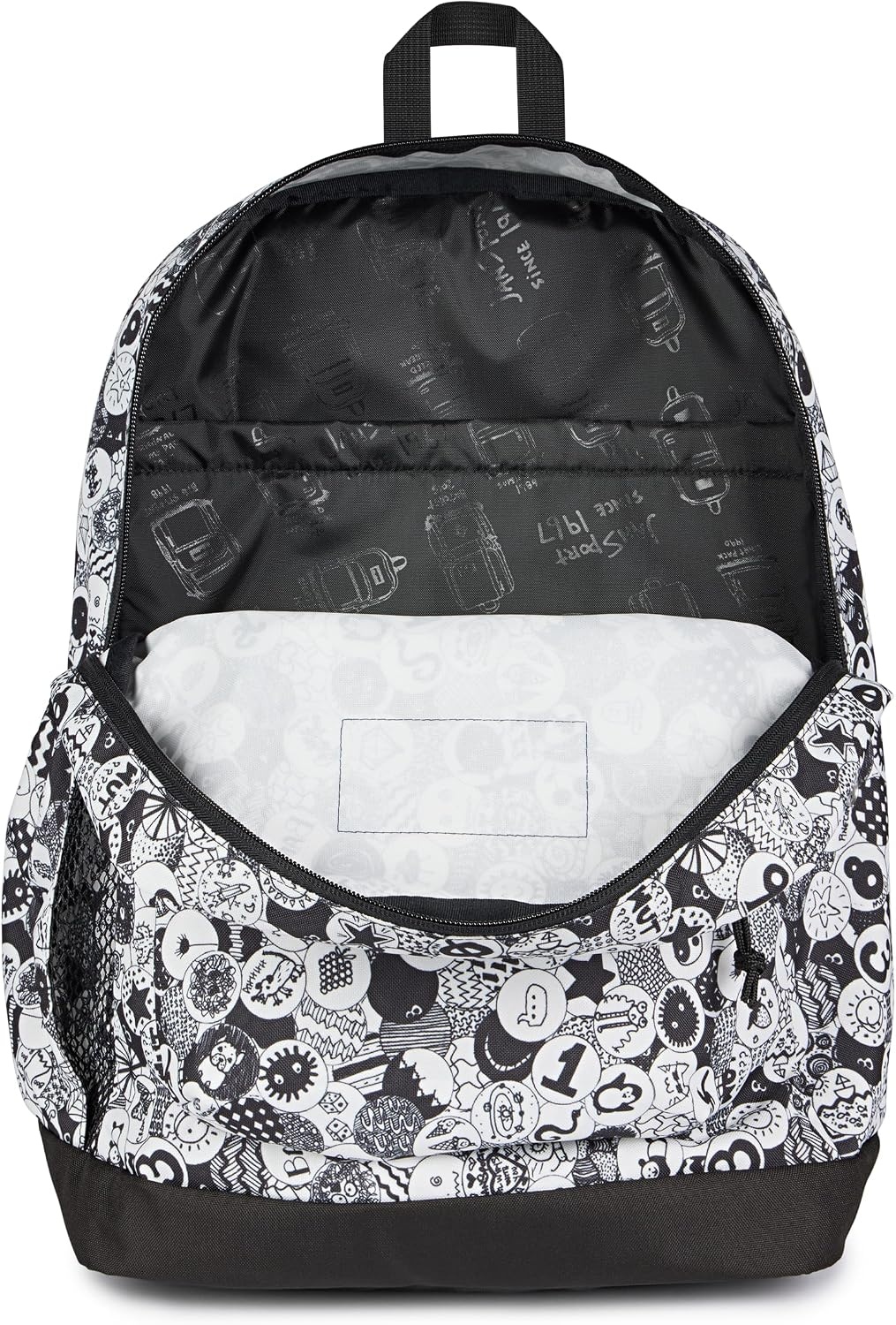 image:imageJanSport 26L Cross Town Plus Backpack Flutter By GreyDoodle Dots BlackWhiteGrey