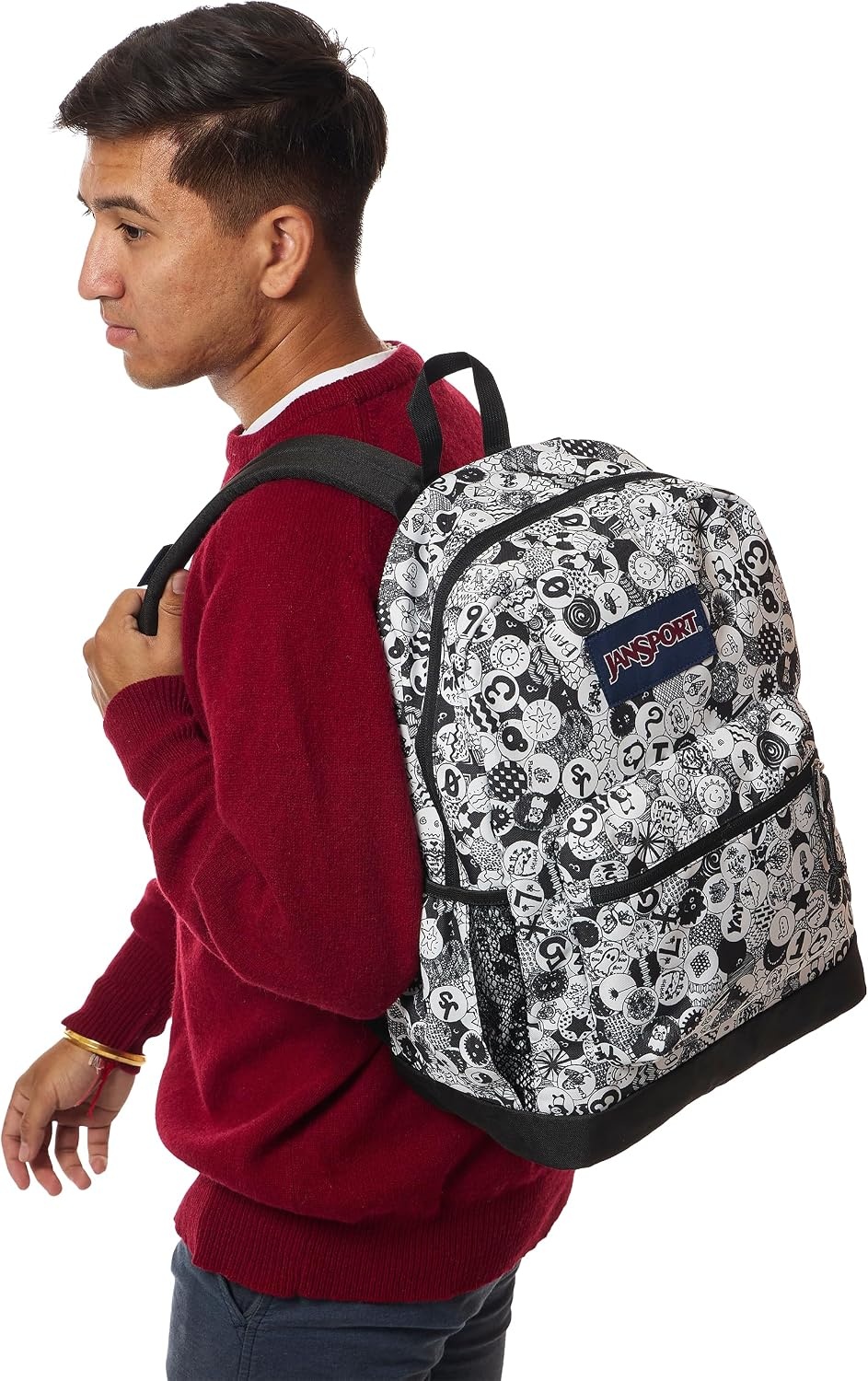 image:imageJanSport 26L Cross Town Plus Backpack Flutter By GreyDoodle Dots BlackWhiteGrey