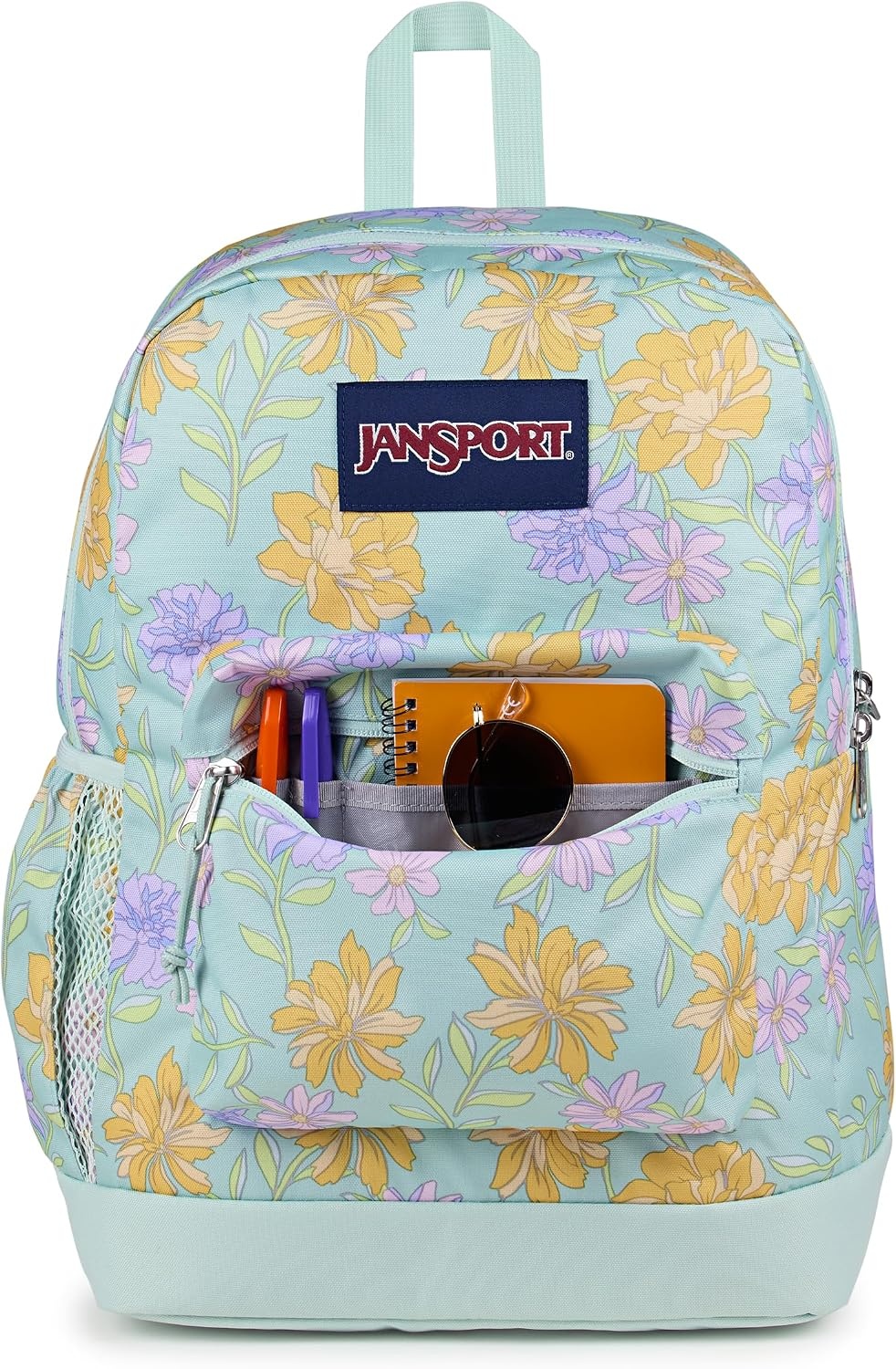 image:imageJanSport 26L Cross Town Plus Backpack Flutter By GreyFaded Floral Fresh Mint