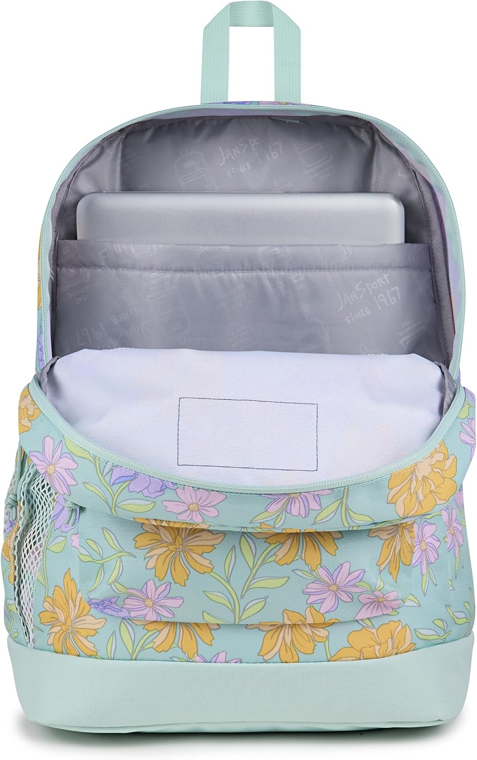 image:imageJanSport 26L Cross Town Plus Backpack Flutter By GreyFaded Floral Fresh Mint